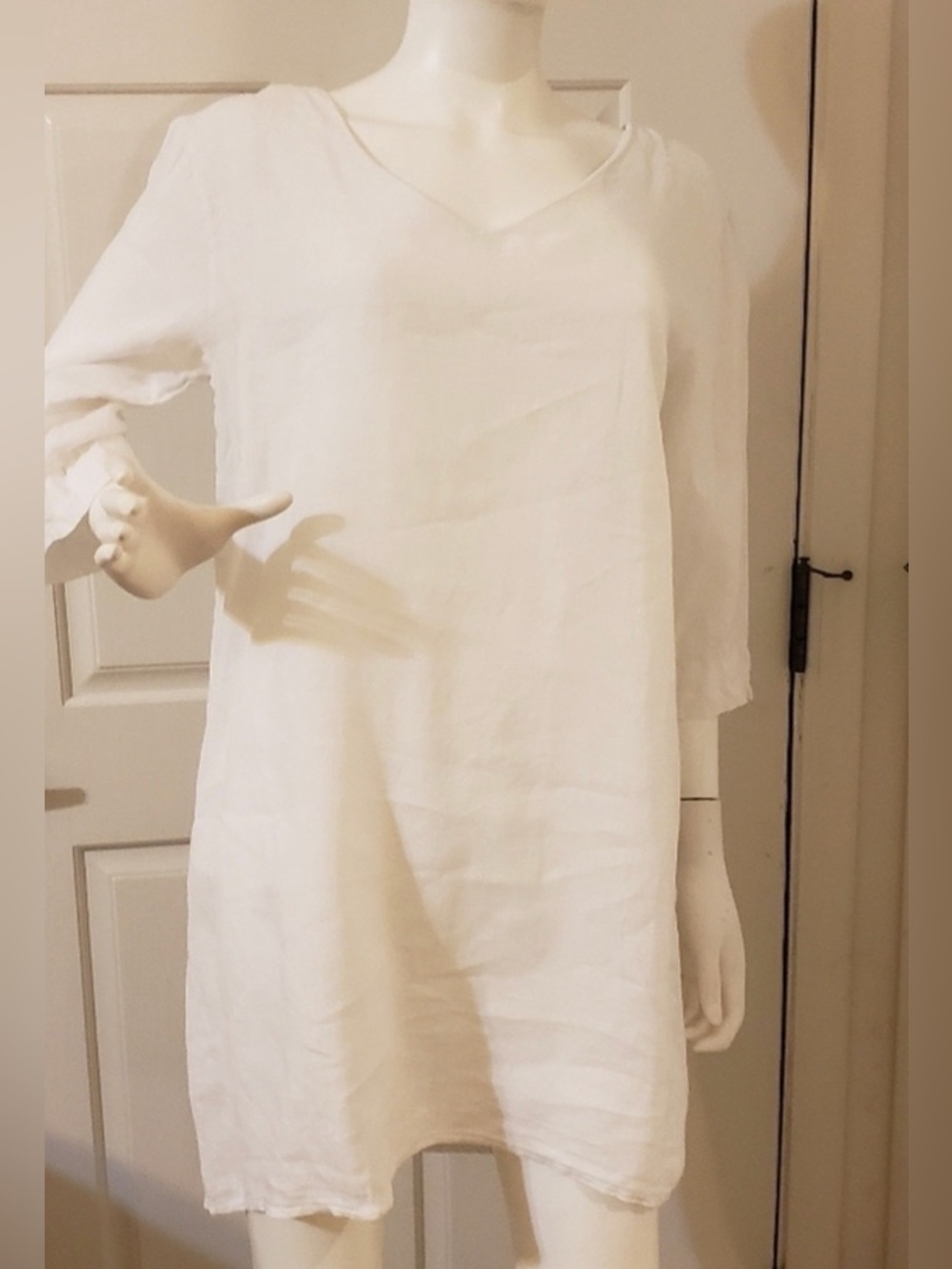 Alessia Pacini swim cover Tunic Dress white 100% linen sz L euc